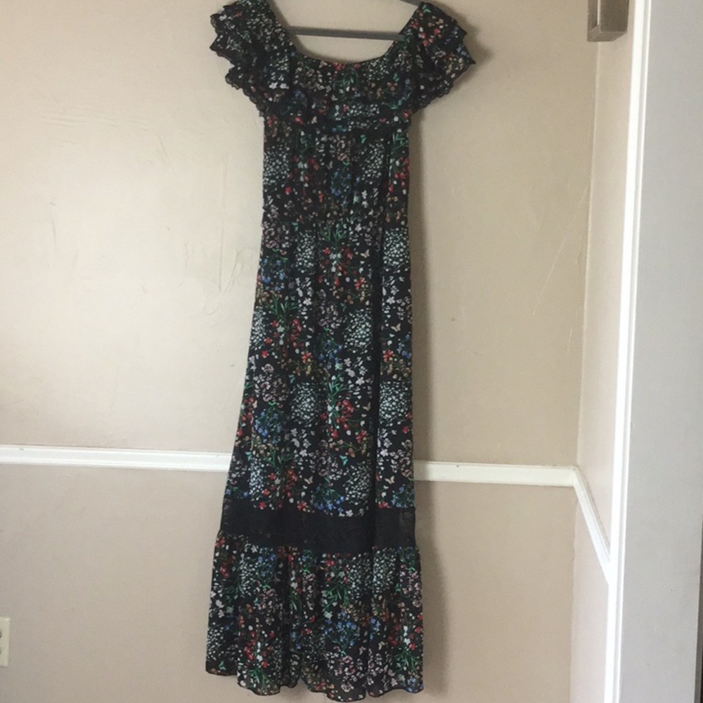 Lace Ruffle Flowers Boho Country Off Shoulder